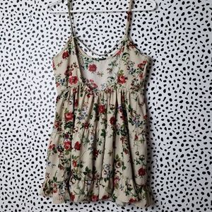 Tobi Delicate Floral Tiered Ruffle Skinny Strap FlowyCut Out Blouse Top